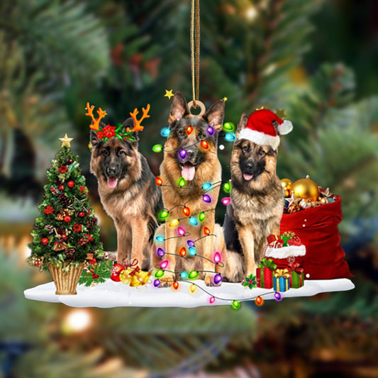 Ornament- German Shepherd-Christmas Dog Friends Hanging Ornament, Happy Christmas Ornament, Car Ornament