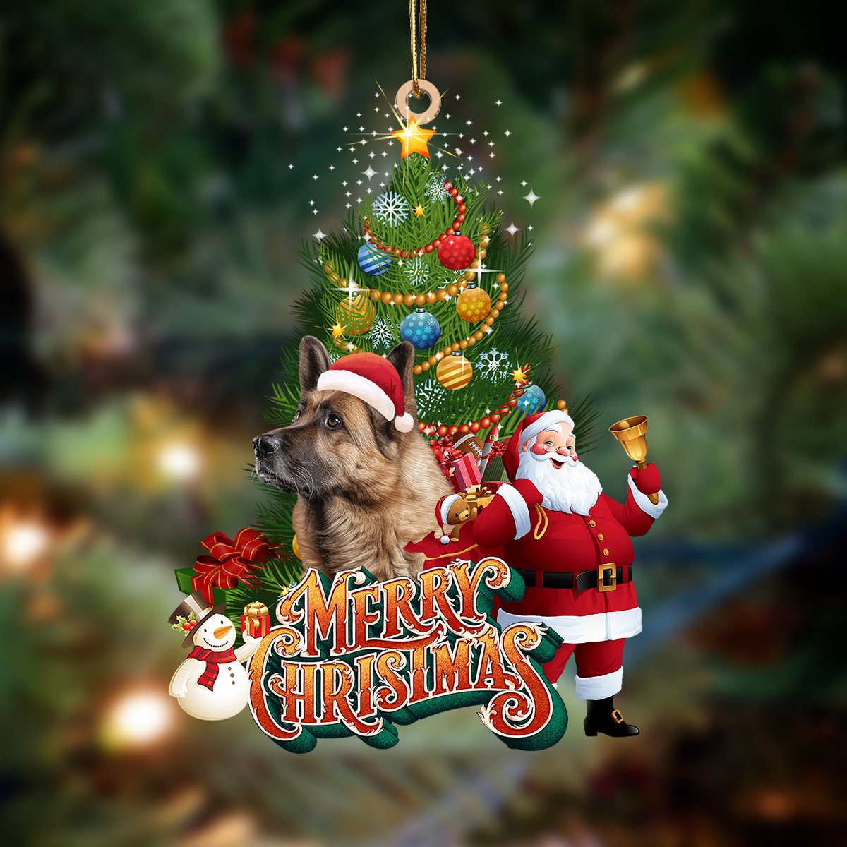 Ornament- German Shepherd-Christmas Tree&Dog Hanging Ornament, Happy Christmas Ornament, Car Ornament