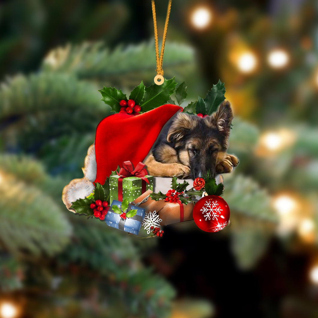 German Shepherd-Sleeping In Hat Two Sides Ornament Dog Sleeping Ornament