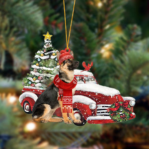Godmerch- Ornament- German Shepherd 1-Christmas Car Two Sided Ornament, Happy Christmas Ornament, Car Ornament
