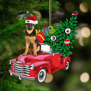 Godmerch- Ornament- German Shepherd 1-Pine Truck Hanging Ornament, Happy Christmas Ornament, Car Ornament