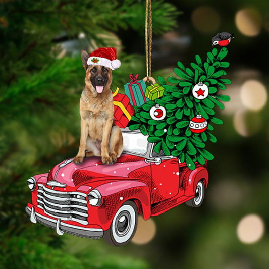 Godmerch- Ornament- German Shepherd 2-Pine Truck Hanging Ornament, Happy Christmas Ornament, Car Ornament