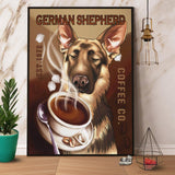 German Shepherd Coffee Canvas And Poster, Wall Decor Visual Art