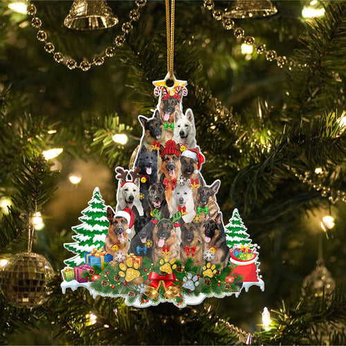Ornament- German Shepherd Full The Christmas Tree-Two Sided Ornament, Happy Christmas Ornament, Car Ornament