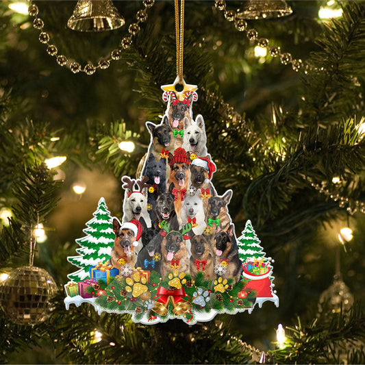 Ornament- German Shepherd Full The Christmas Tree-Two Sided Ornament, Happy Christmas Ornament, Car Ornament