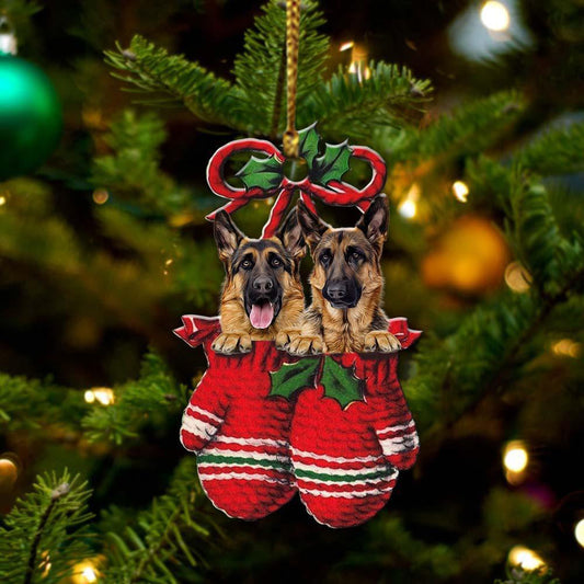 German Shepherd Inside Your Gloves Christmas Holiday-Two Sided Ornament, Christmas Ornament, Car Ornament