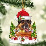 German Shepherd In The Chimney Hanging Ornament Dog Christmas Ornament