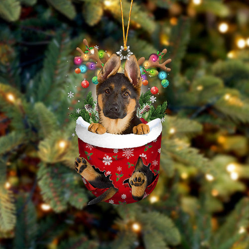 German Shepherd In Snow Pocket Christmas Ornament Flat Acrylic Dog Ornament