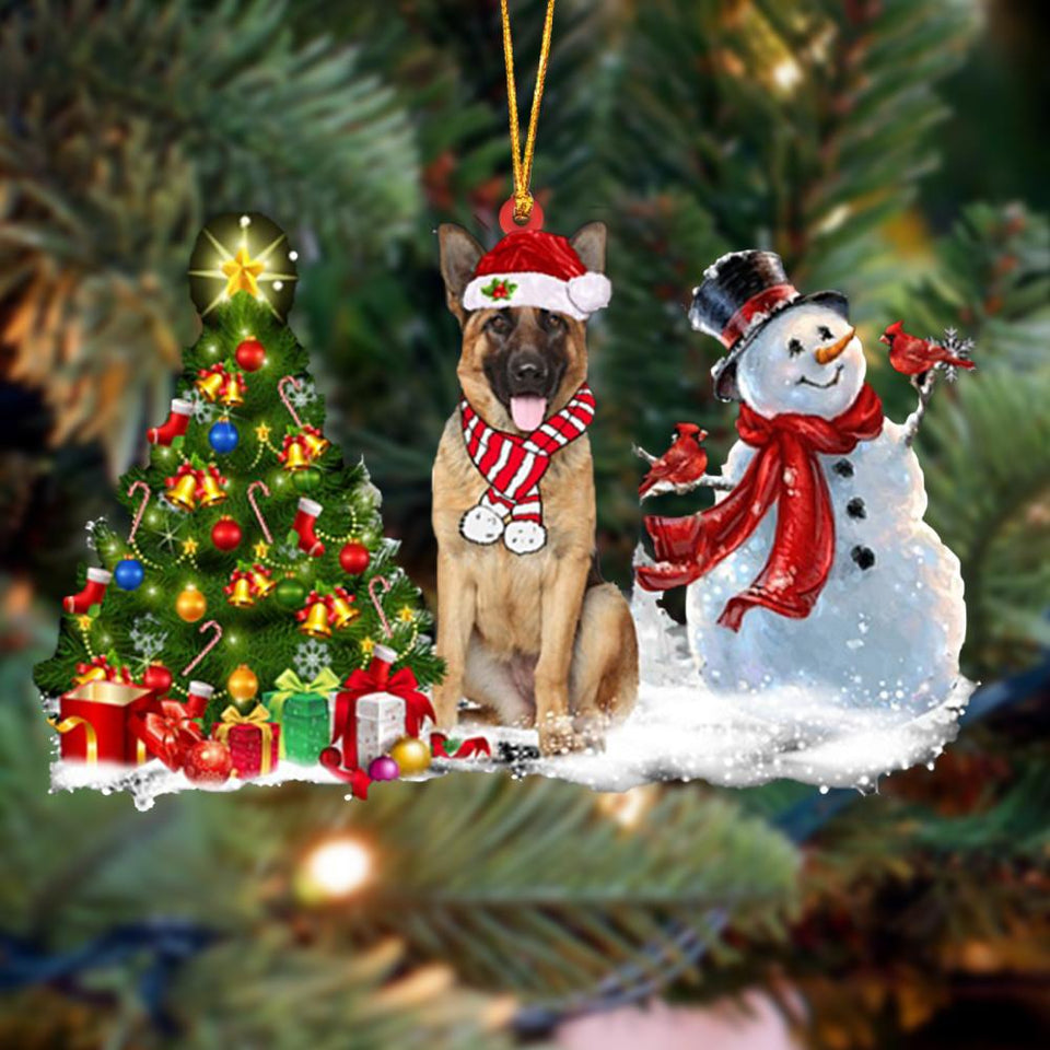 Godmerch- Ornament- German Shepherd Christmas Snow Hanging Ornament Dog Ornament, Car Ornament, Christmas Ornament