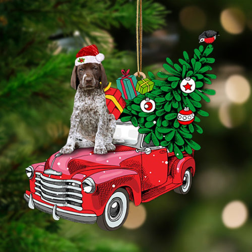 Ornament- German Shorthaired Pointer-Pine Truck Hanging Ornament, Happy Christmas Ornament, Car Ornament
