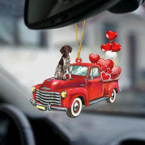 German Shorthaired Pointer-Red Sports Car-Two Sided Ornament