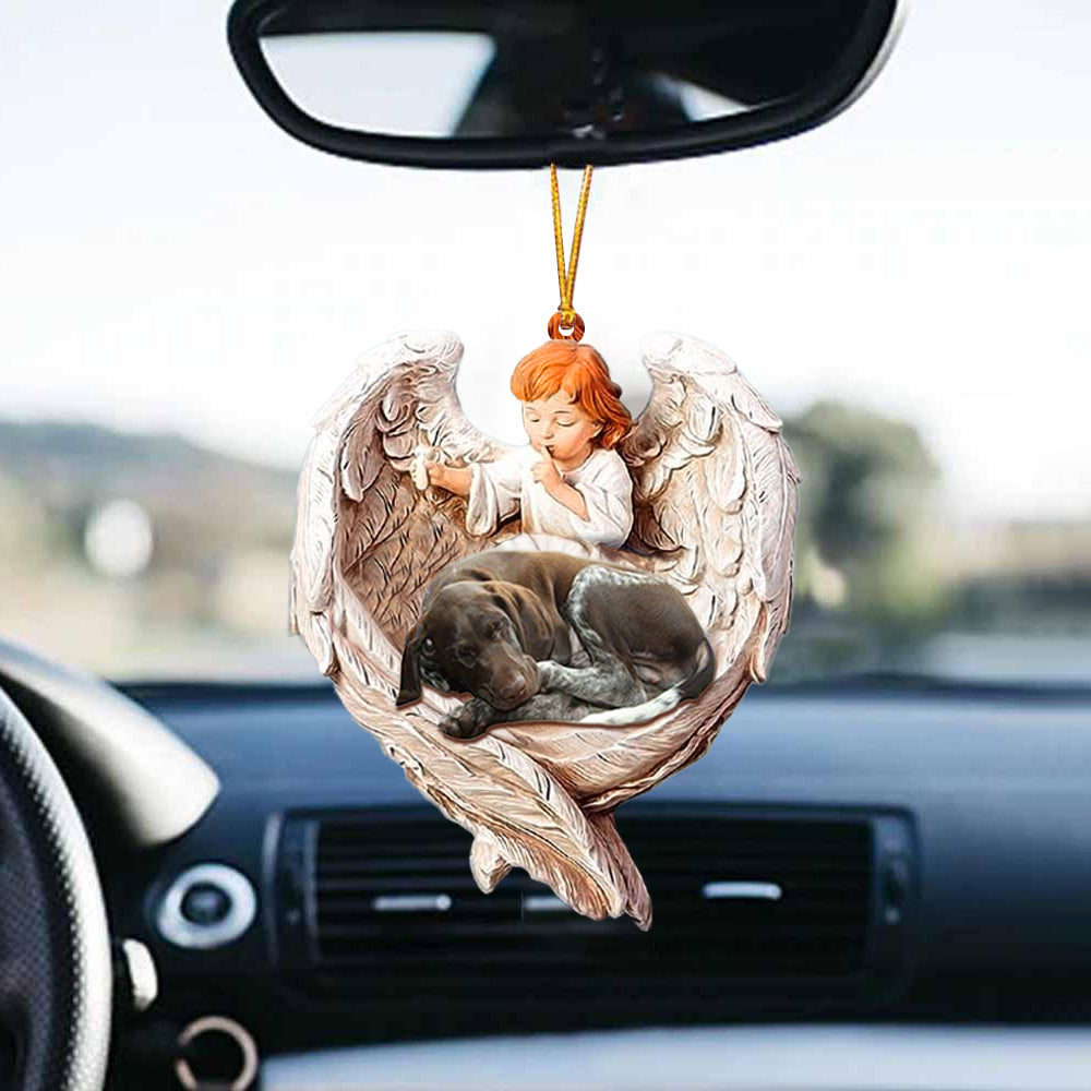 Sleeping German Shorthaired Pointer Protected By Angel Car Hanging Ornament Godmerch