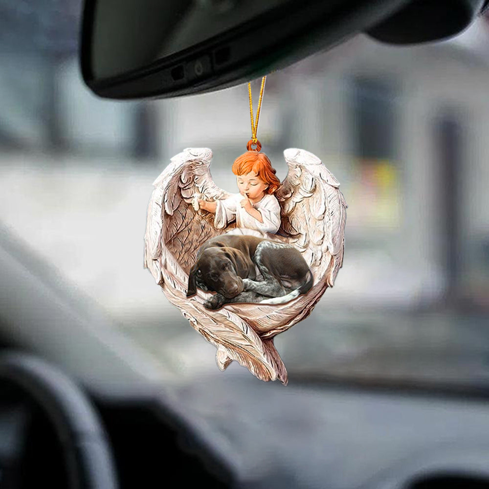 Sleeping German Shorthaired Pointer Protected By Angel Car Hanging Ornament Godmerch