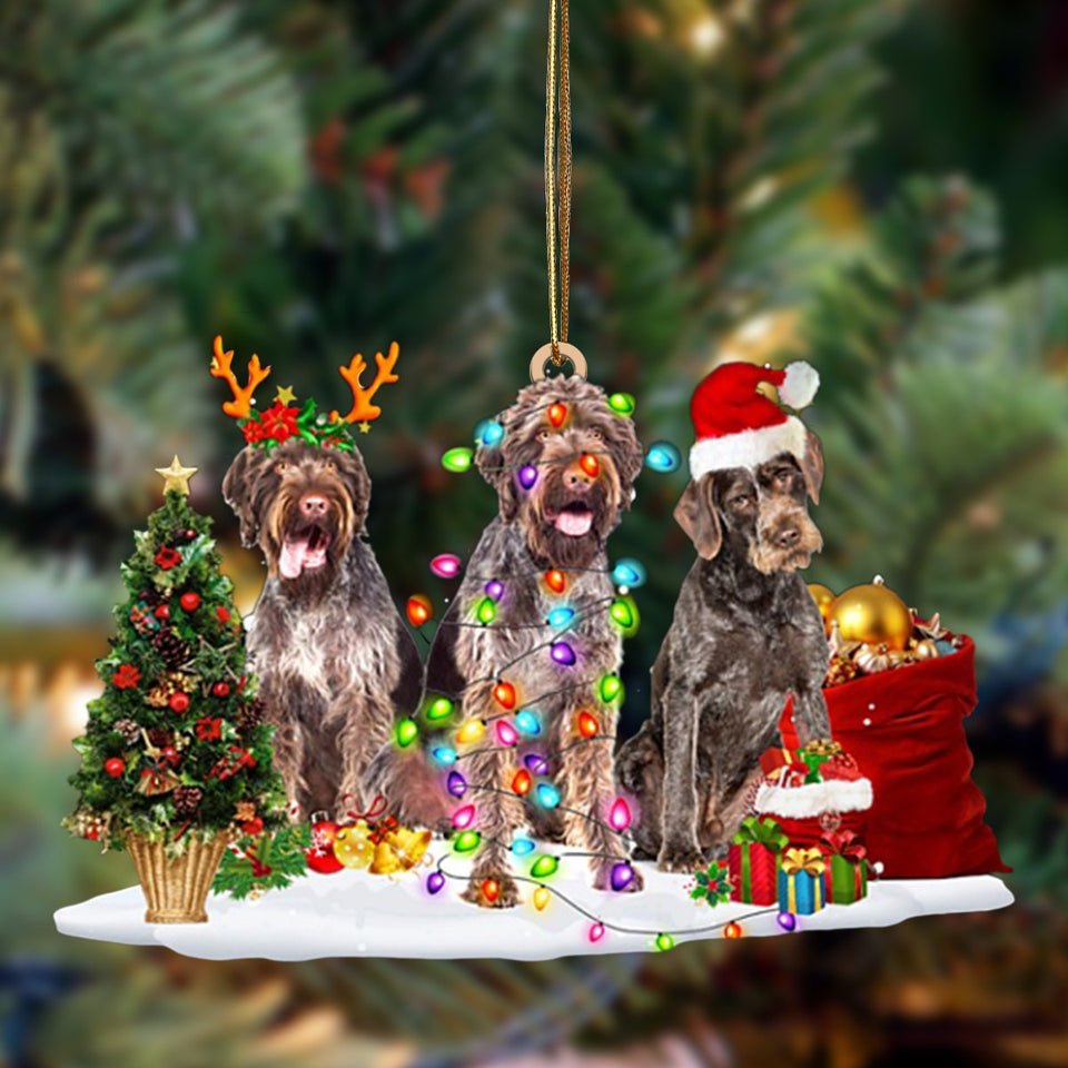 Ornament- German Wirehaired Pointer-Christmas Dog Friends Hanging Ornament, Christmas Ornament, Car Ornament