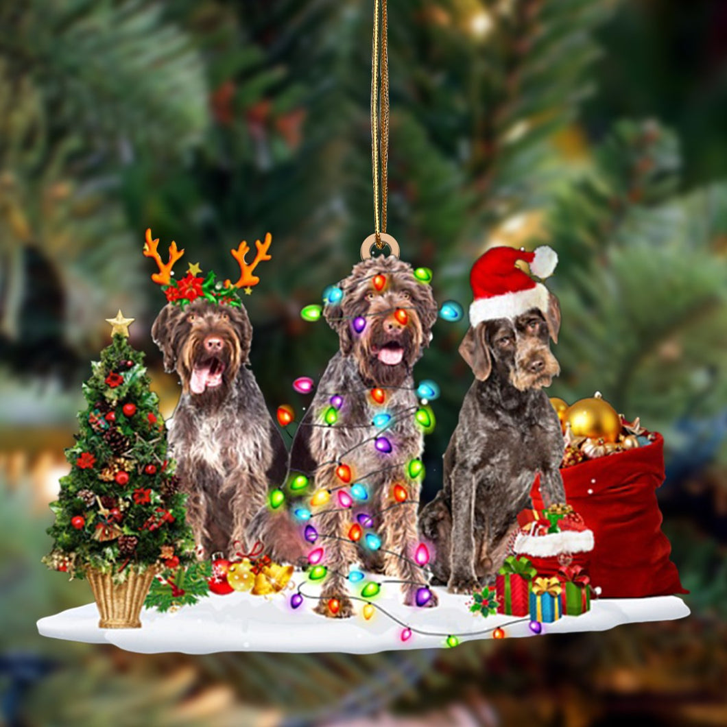 Ornament- German Wirehaired Pointer-Christmas Dog Friends Hanging Ornament, Christmas Ornament, Car Ornament