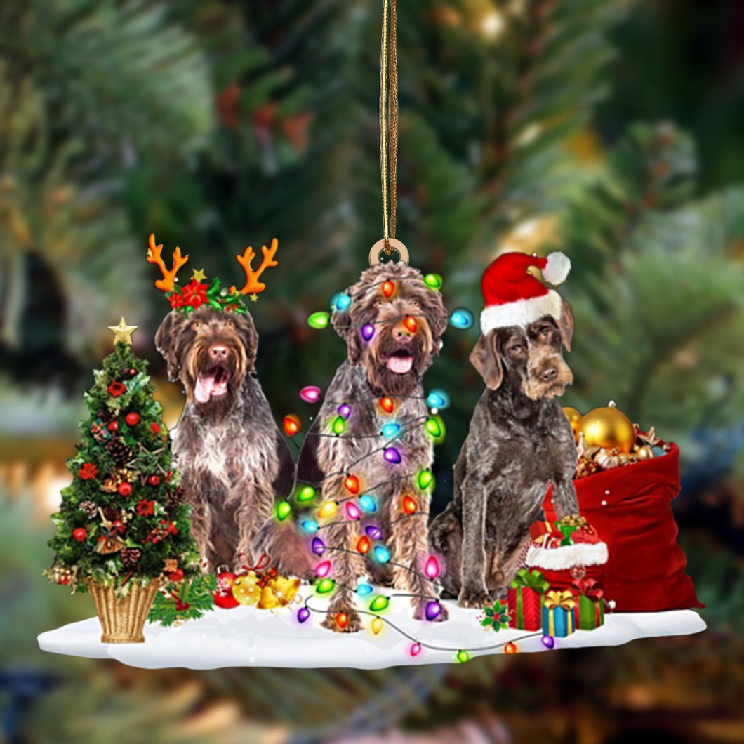 German Wirehaired Pointer-Christmas Dog Friends Hanging Ornament