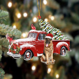 Ornament- German shepherd 2-Cardinal & Truck Two Sided Ornament, Happy Christmas Ornament, Car Ornament