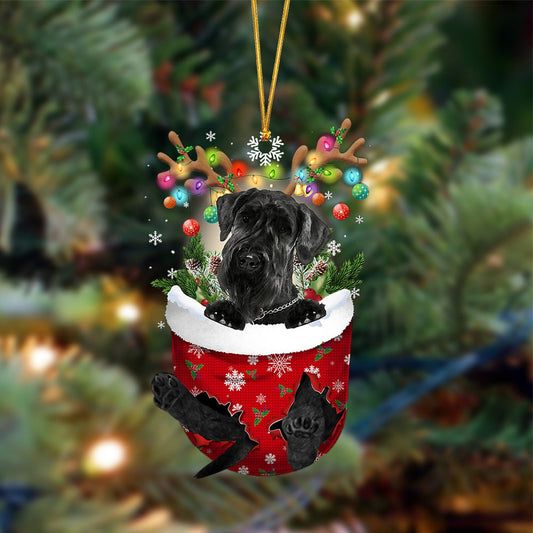 Giant Schnauzer-In Christmas Pocket Two Sides Ornament, Christmas Dog Hanging Ornament