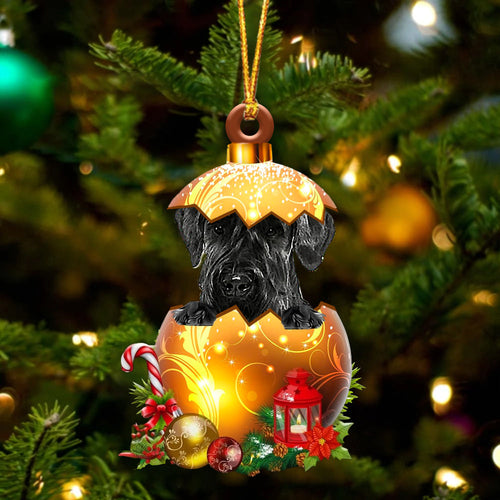 Giant Schnauzer In Golden Egg Christmas Ornament, Dog Flat Hanging Ornament