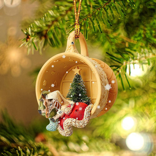 Godmerch Giraffe Sleeping In A Tiny Cup Christmas Holiday-Two Sided Ornament