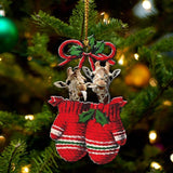 Ornament- Giraffe Inside Your Gloves Christmas Holiday-Two Sided Ornament, Christmas Ornament, Car Ornament