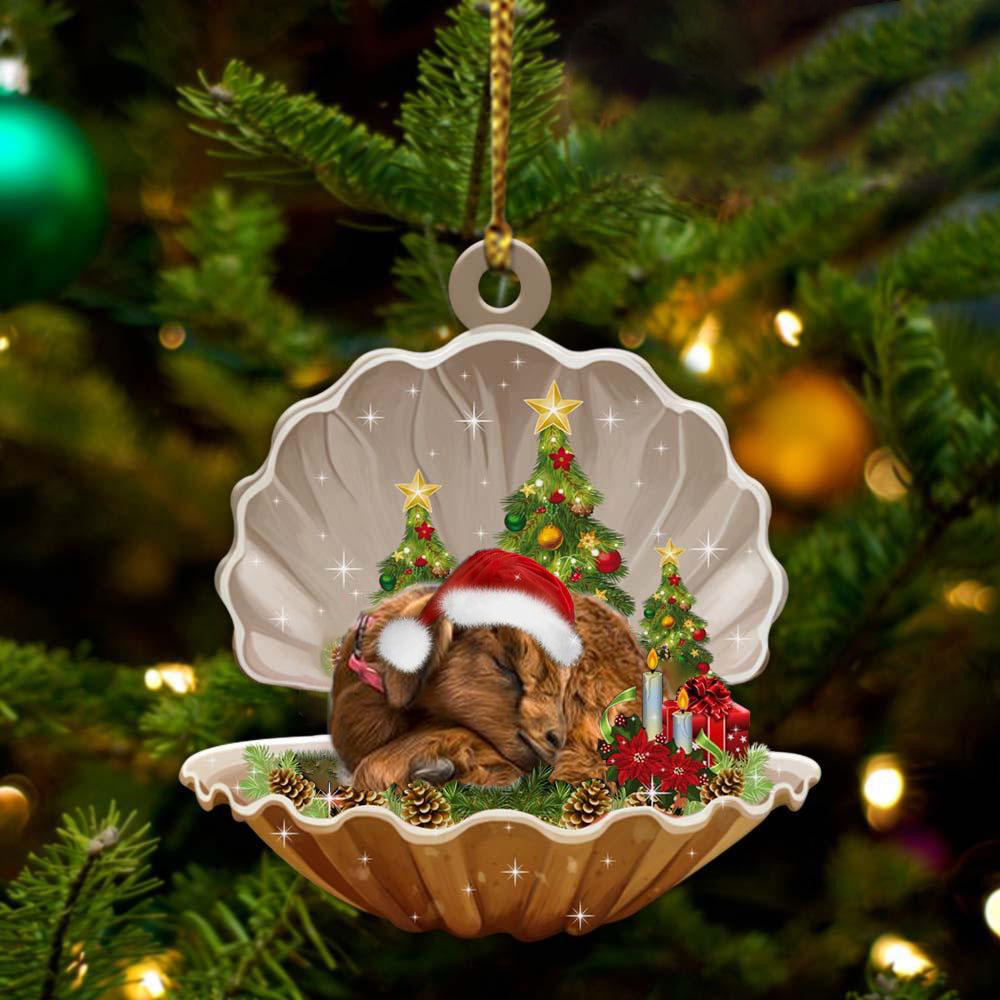 Ornament- Goat3-Sleeping Pearl in Christmas Two Sided Ornament, Happy Christmas Ornament, Car Ornament