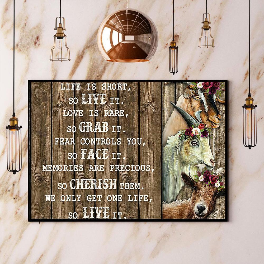 Goat We Only Get One Life Canvas And Poster, Wall Decor Visual Art