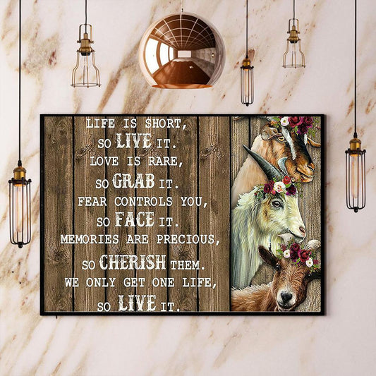Goat We Only Get One Life Canvas And Poster, Wall Decor Visual Art