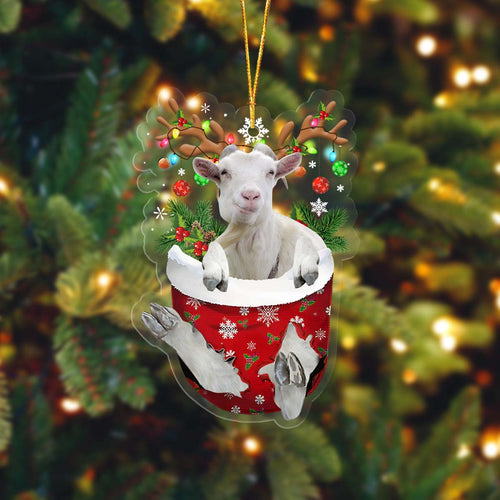 Goat In Pocket Acrylic Ornament, Farm Christmas Ornament