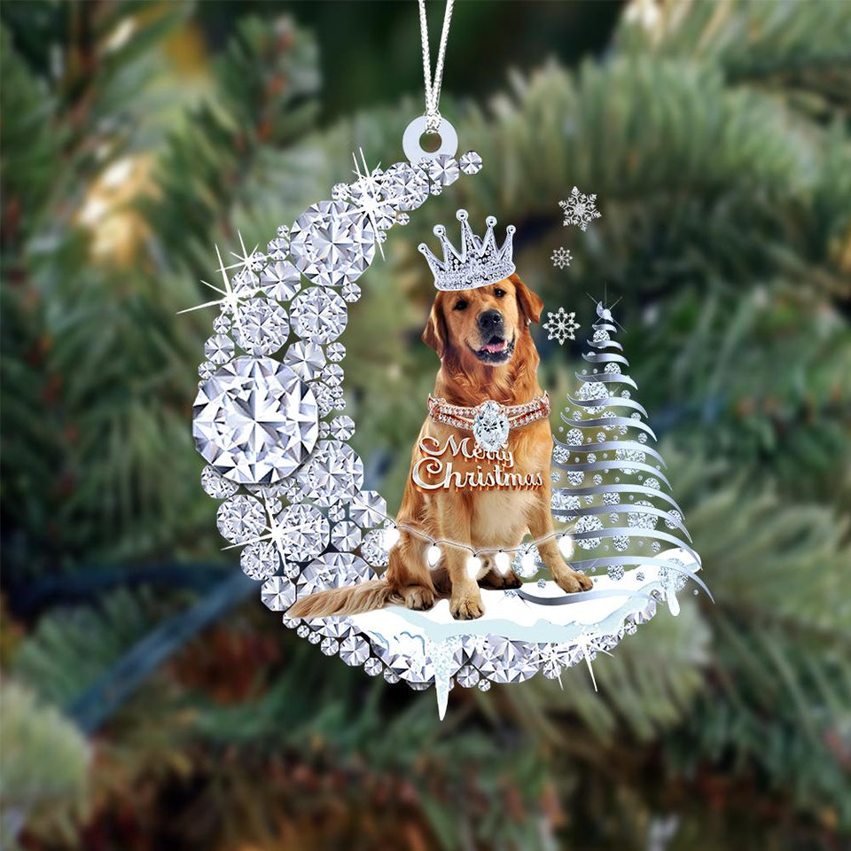Golden Retriever Diamond Moon Merry Christmas Ornament Christmas Gifts