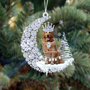 Golden Retriever Diamond Moon Merry Christmas Ornament Christmas Decoration