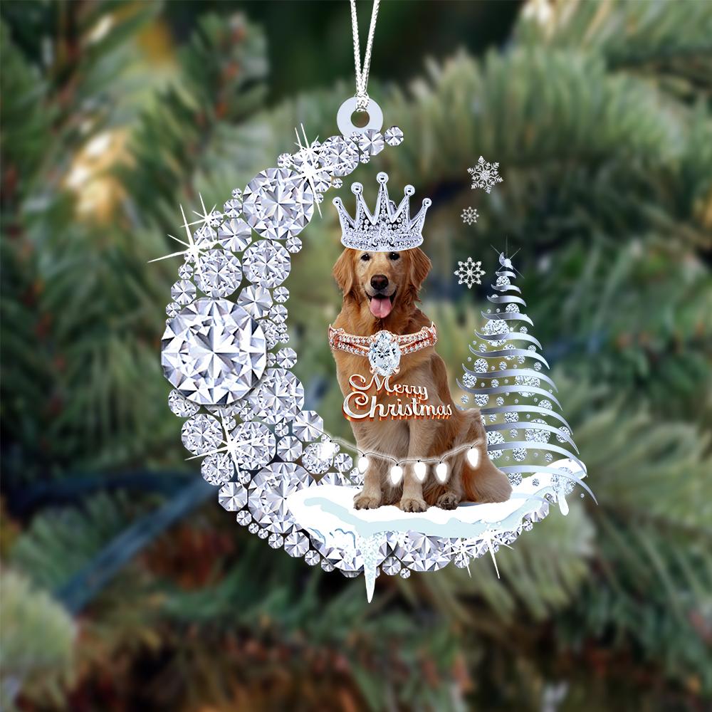 Golden Retriever Diamond Moon Merry Christmas Ornament Christmas Decoration