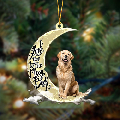 Godmerch- Golden Retriever I Love You To The Moon And Back Hanging Ornament, Car Ornament, Christmas Ornament