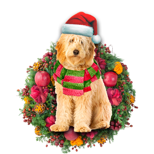 Godmerch- Ornament- Golden Doodle Christmas Ornament, Happy Christmas Ornament, Car Ornament