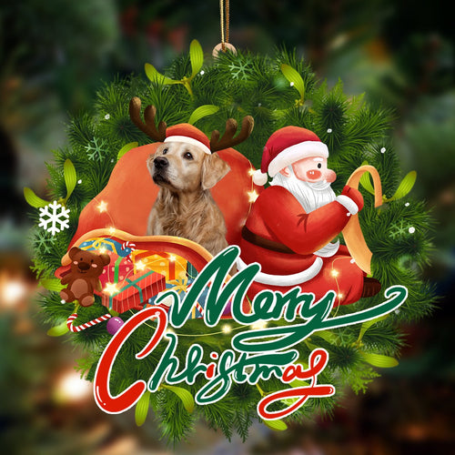 Godmerch- Ornament- Golden Retriever-Santa & dog Hanging Ornament, Happy Christmas Ornament, Car Ornament