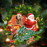 Godmerch- Ornament- Golden Retriever-Santa & dog Hanging Ornament, Happy Christmas Ornament, Car Ornament