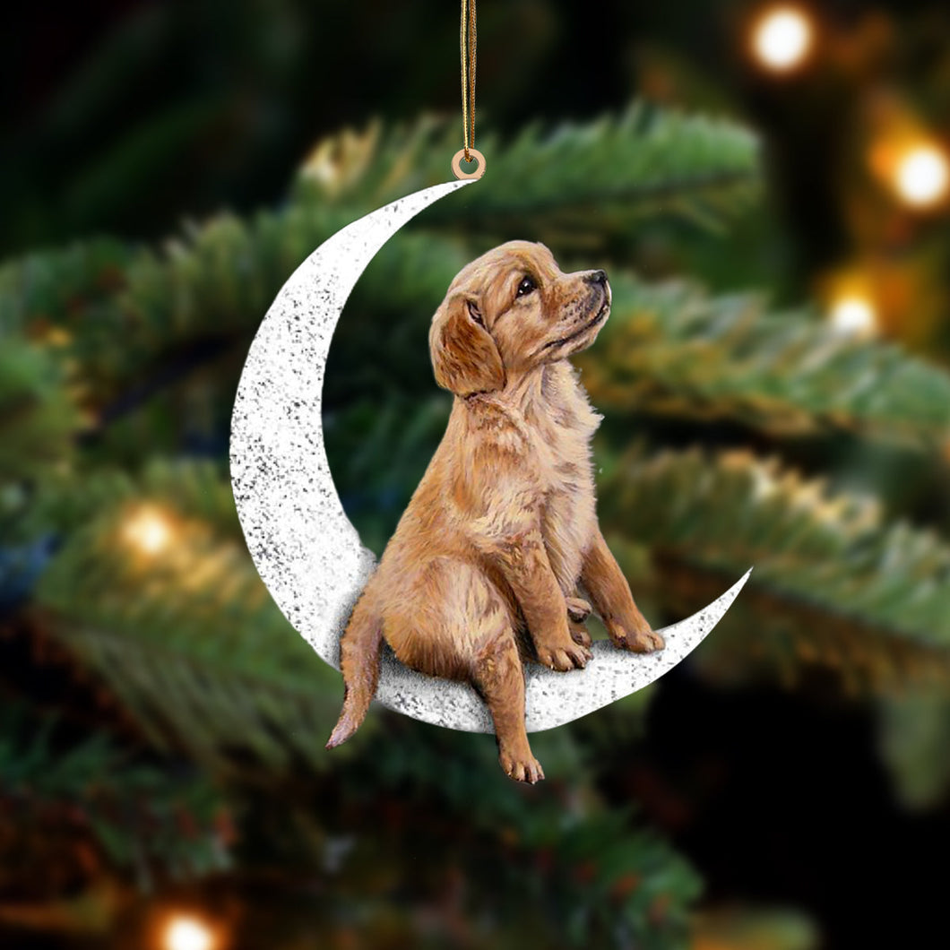 Golden Retriever Sit On The Moon Two Sided Ornament Dog Hanging Christmas Ornament