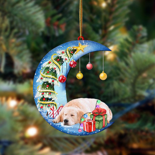 Ornament- Golden Retriever-Sleep On The Moon Christmas Two Sided Ornament, Christmas Ornament, Car Ornament