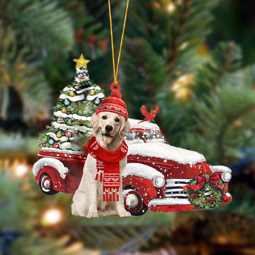 Ornament- Golden Retriever 1-Christmas Car Two Sided Ornament, Happy Christmas Ornament, Car Ornament