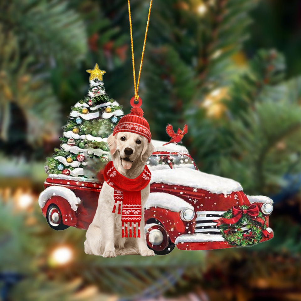 Ornament- Golden Retriever 1-Christmas Car Two Sided Ornament, Happy Christmas Ornament, Car Ornament