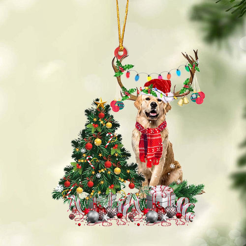 Ornament- Golden Retriever 2-Christmas Tree Gift Hanging Ornament, Happy Christmas Ornament, Car Ornament