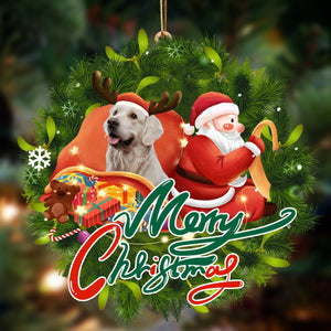 Godmerch- Ornament- Golden Retriever 2-Santa & dog Hanging Ornament, Happy Christmas Ornament, Car Ornament