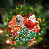 Godmerch- Ornament- Golden Retriever 2-Santa & dog Hanging Ornament, Happy Christmas Ornament, Car Ornament