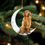 Golden Retriever 2 Sit On The Moon Two Sided Ornament Dog Hanging Christmas Ornament