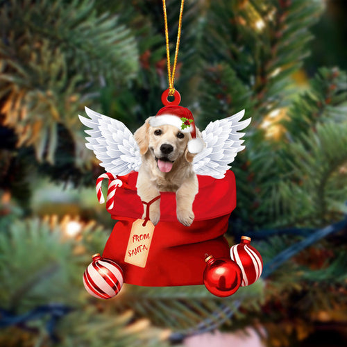 Golden Retriever 2 Angel Gift From Santa Christmas Ornament, Dog Flat Acrylic Ornament