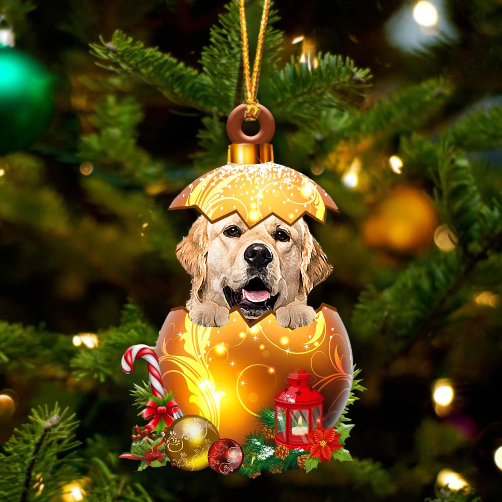 Golden Retriever2 In Golden Egg Christmas Ornament