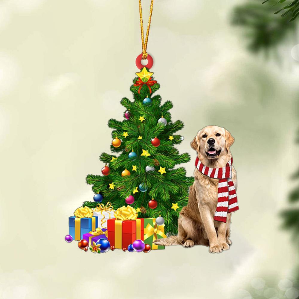 Golden Retriever 2-Christmas Star Hanging Ornament