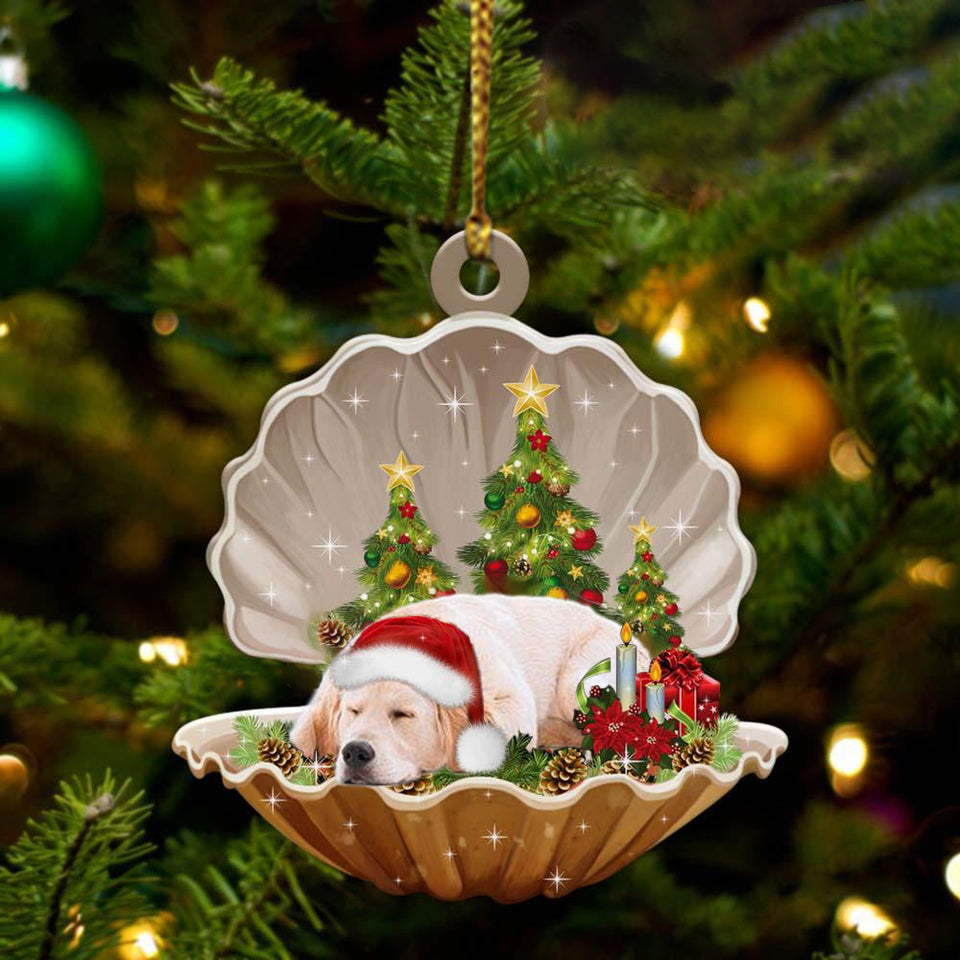 Ornament- Golden Retriever3-Sleeping Pearl in Christmas Two Sided Ornament, Christmas Ornament, Car Ornament