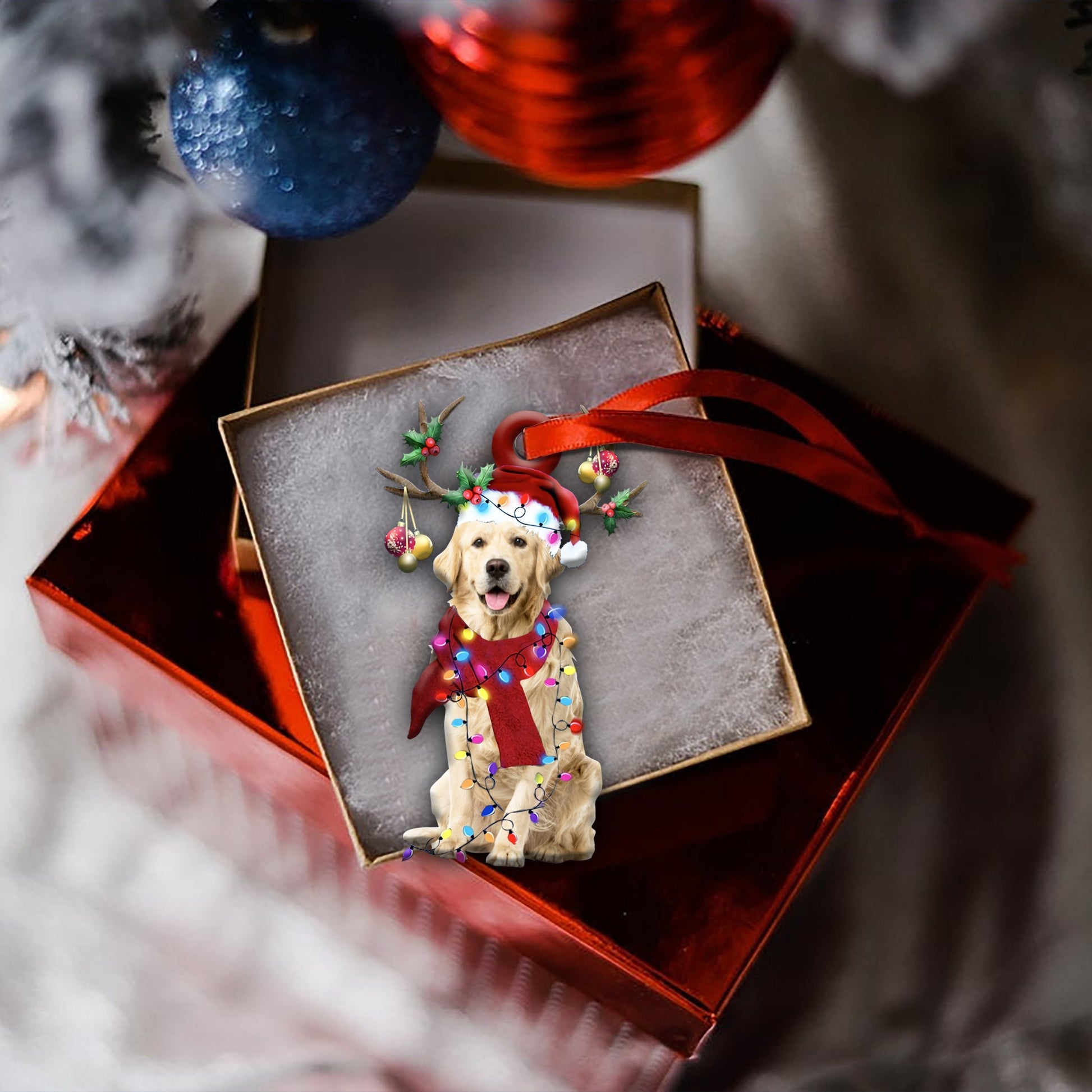 Golden Retriever Christmas Shape Ornament