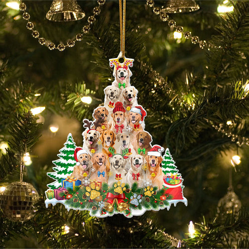 Ornament- Golden Retriever Full The Christmas Tree-Two Sided Ornament, Happy Christmas Ornament, Car Ornament